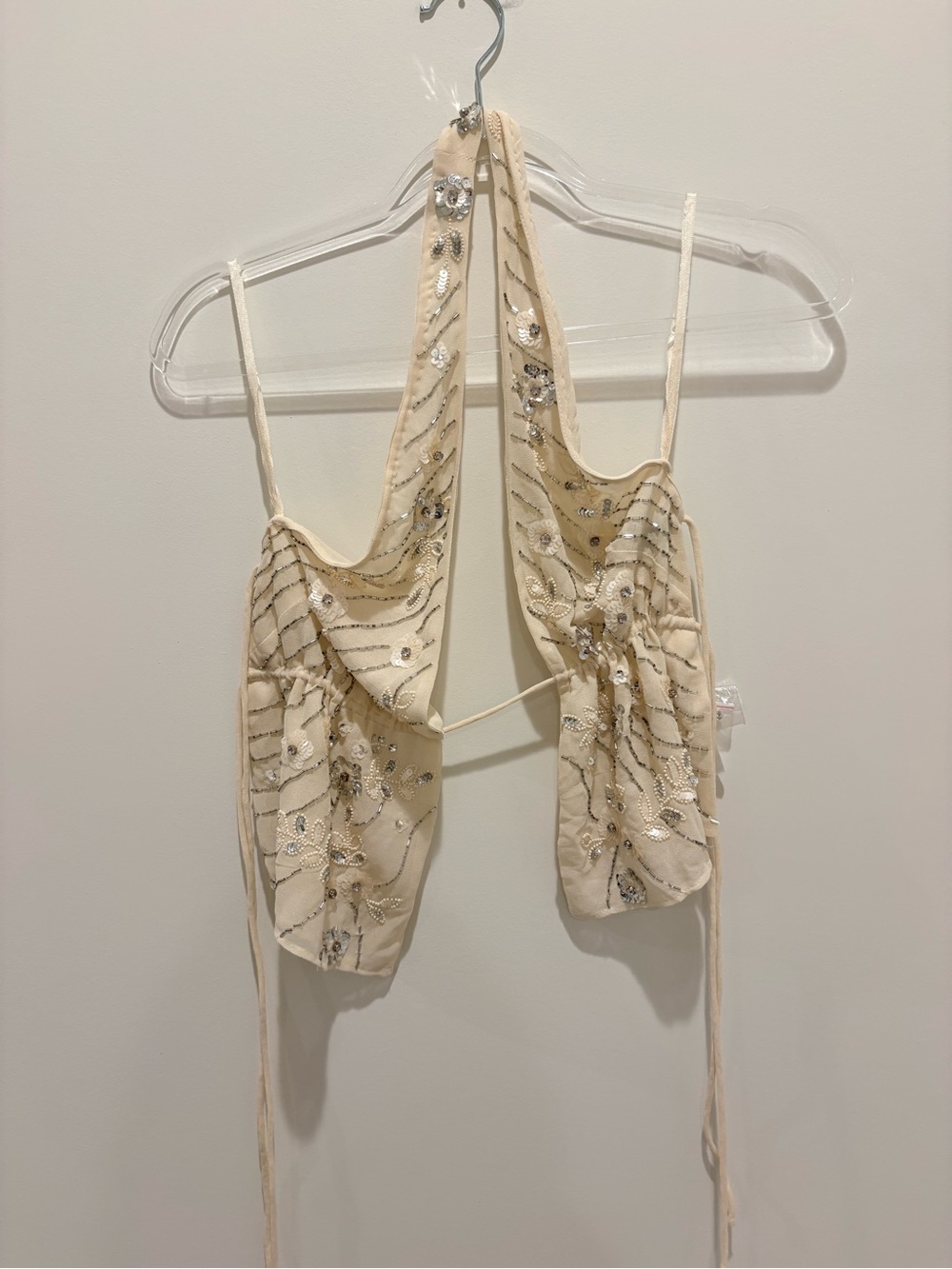 Urban Outfitters Beaded Cream Halter Top
